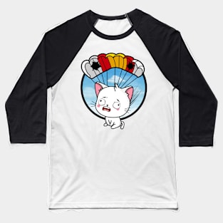 Silly white cat has a broken parachute Baseball T-Shirt